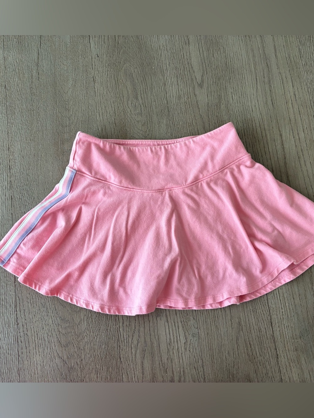 Pink Flared Tennis Skort with Side Stripe